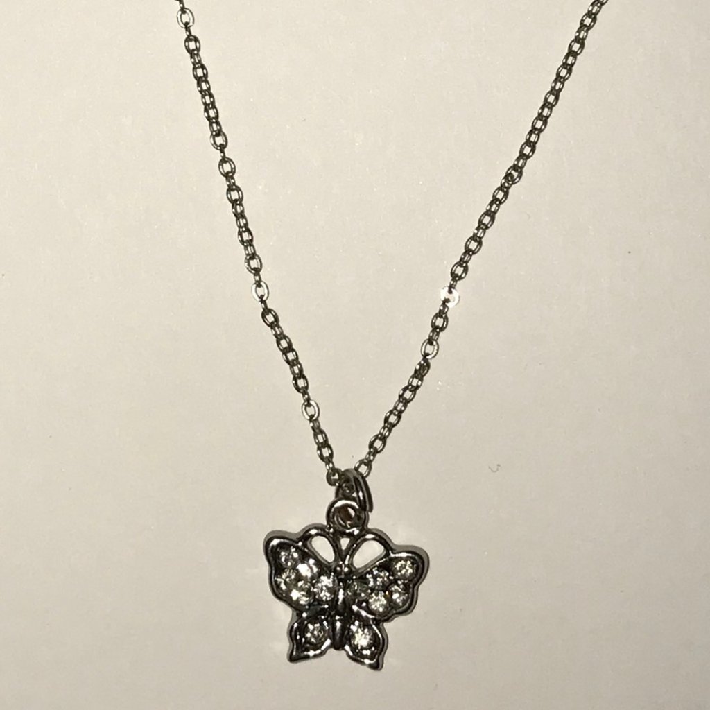 Forever 21 Pretty Chain Necklace Silver Butterfly